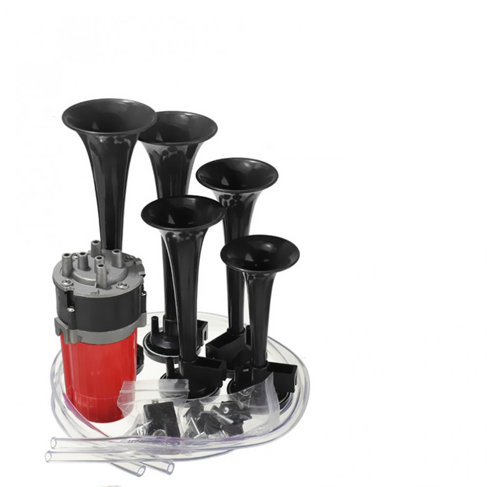 12v bil luft horn kompressor  + 5 stk 125db universal sort bil trompet musikalsk dixie bil hertug af hazzard