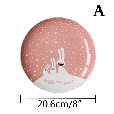 Christmas Dish Ceramic Plate Porcelain Tableware Dinner Set Salad Dish Tray Cake Pastry Fruit Serving Plates Restaurant 8'' 1pcs: DS0156 Plate