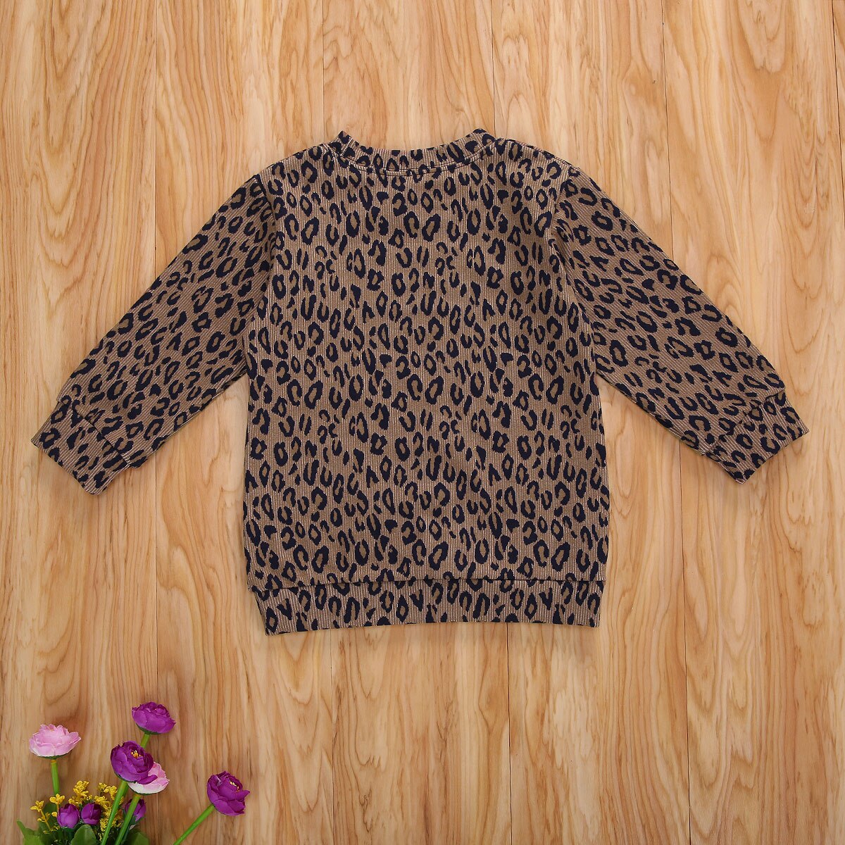 2-7y småbørn børn baby dreng pige langærmet rund hals leopard sweatshirt hættetrøjer toppe børn efterårstøj