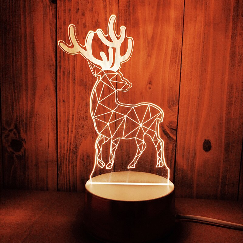 für Freundin Freund 3D Hologramm Lampe USB Acryl Lichter Romantische Liebe Jahrestag Vorhanden Valentinstag: Hirsch