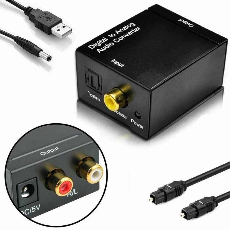 Convertisseur Audio numérique optique vers analogique, 3.5mm, avec câble en Fiber RCA, décodeur de Conversion numérique optique vers Audio