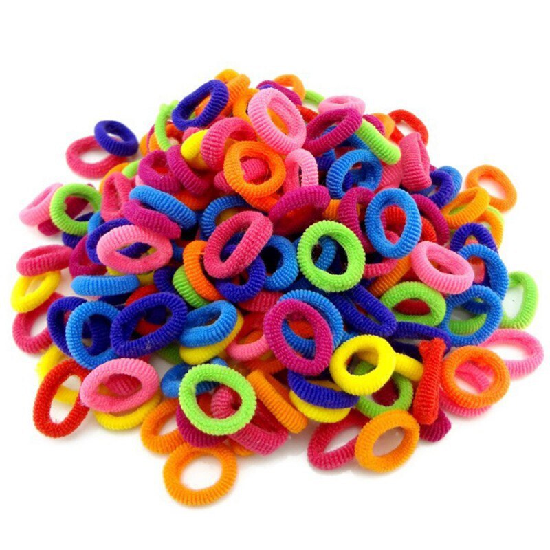 100Pcs Candy Color Elastic Hair Band Ties Mixed Hair Rope Ponytail Holders Women Girl's Hair Tie Rubber Bands Kids Headwear