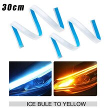 2pcs Auto Lamps LED Car Headlight Strip Light DRL Car Exterior Decoration Light Slim Flexible Turn Signal Lights 11.81inch
