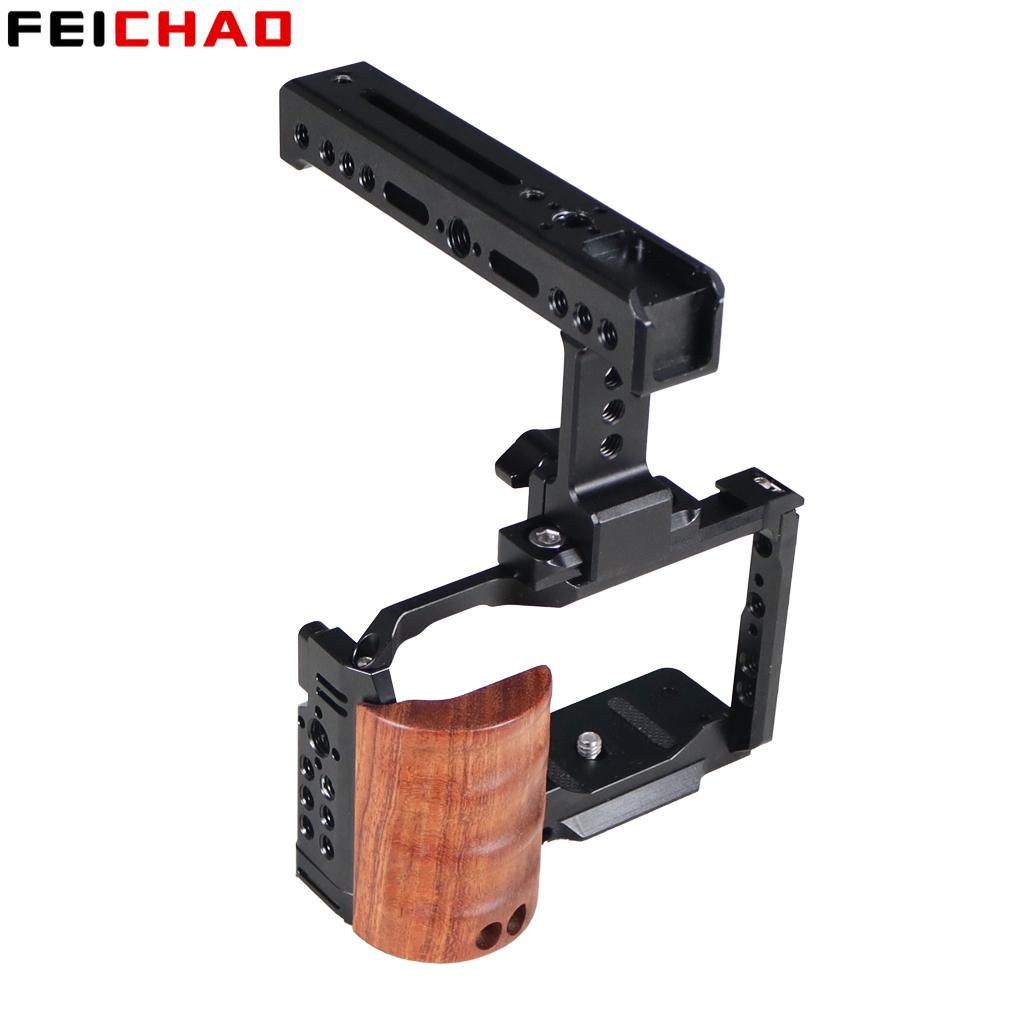 ZVE10 Camera Kooi Houten Handvat Met Top / Side Grip Ingebouwde Arca Quick Release Plaat Stabilizer Rig Kit voor Sony ZV-E10 Dslr