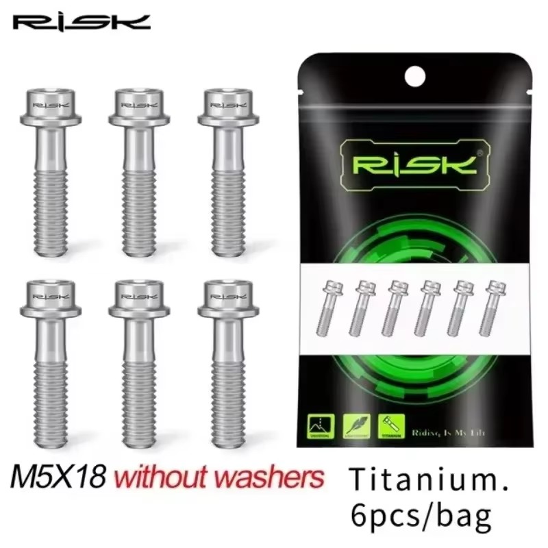 Pernos de vástago de titanio RISK, 6 uds., M5x16mm M5x18mm, tornillos de vástago de bicicleta de aleación de titanio, perno colorido para bicicleta de montaña, accesorios para bicicleta: Gris oscuro