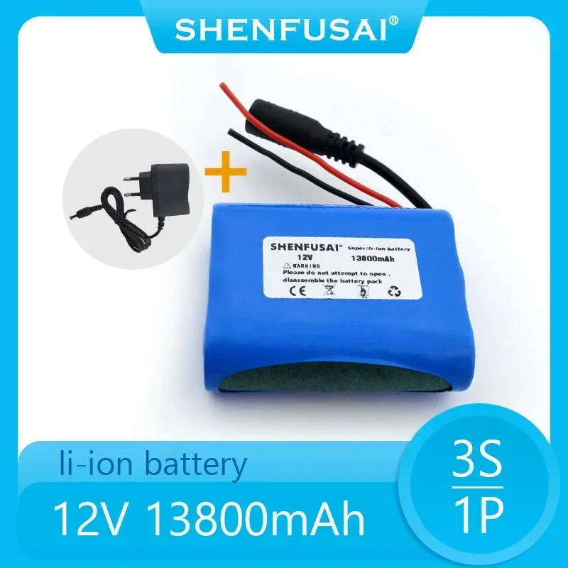 .12V.13800 mAh.3S1P.Batterie Au Lithium.18650.Batterie Au Lithium Pack Protection Conseil Rechargeable.1A Chargeur.: Silver