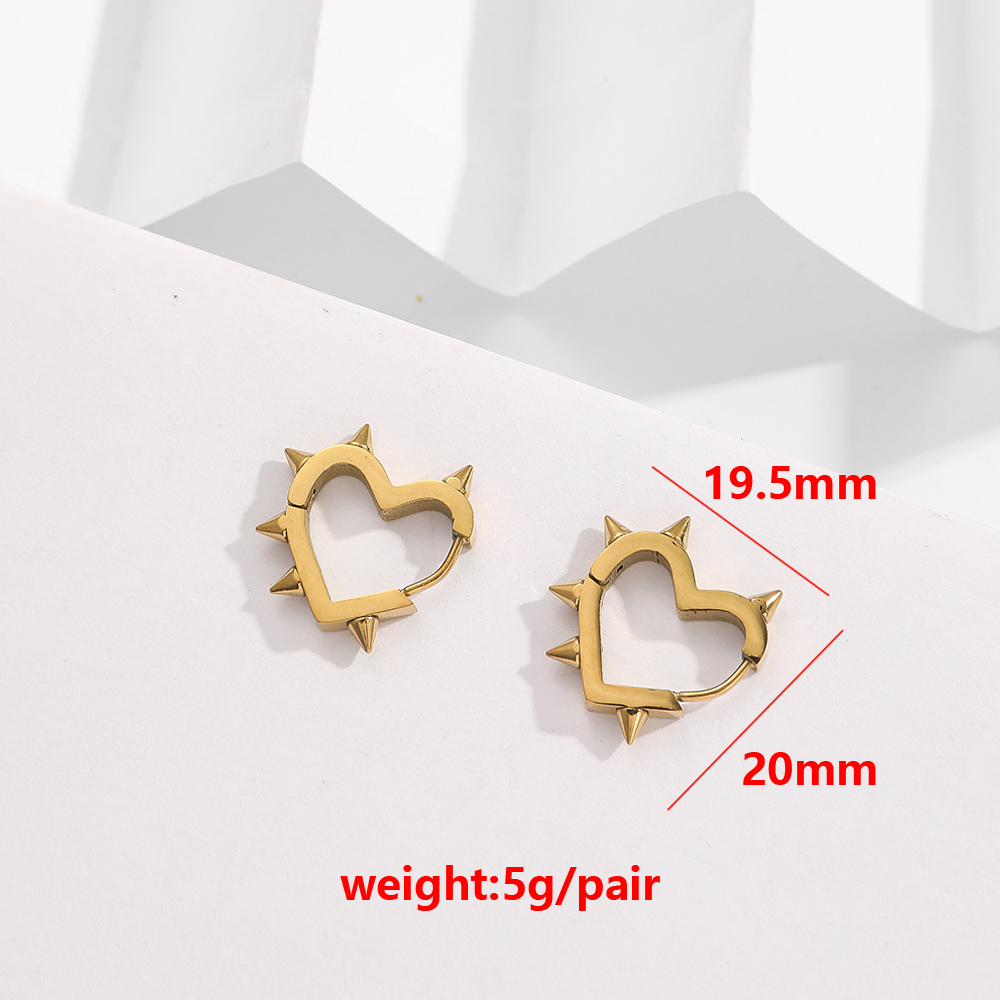 BenS-pendientes de acero inoxidable para mujer, aretes de aro pequeños con corazón espinoso, huggies redondos, joyería de al por mayor E67