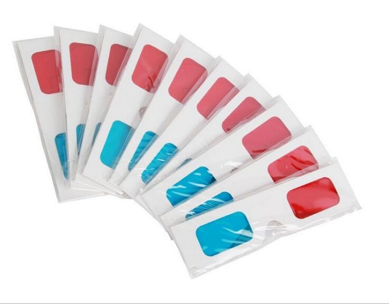 Bulk Price 100 pairs/lot Universal Paper Anaglyph 3D Glasses Red/Blue 3D Glasses with independent packing