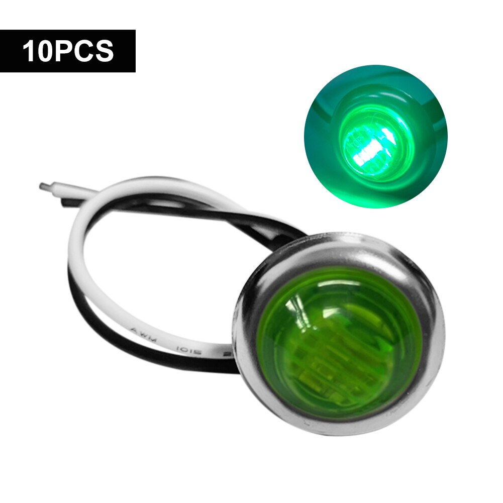 10 sztuk oświetlenie marynistyczne doprowadziło łódź lampka grzecznościowa 12V 3doprowadziło wodoodporna 3/4 "okrągłe oświetlenie wnętrza łodzi nawigacji ciężarówka boczne światła sygnalizacyjne: zielony