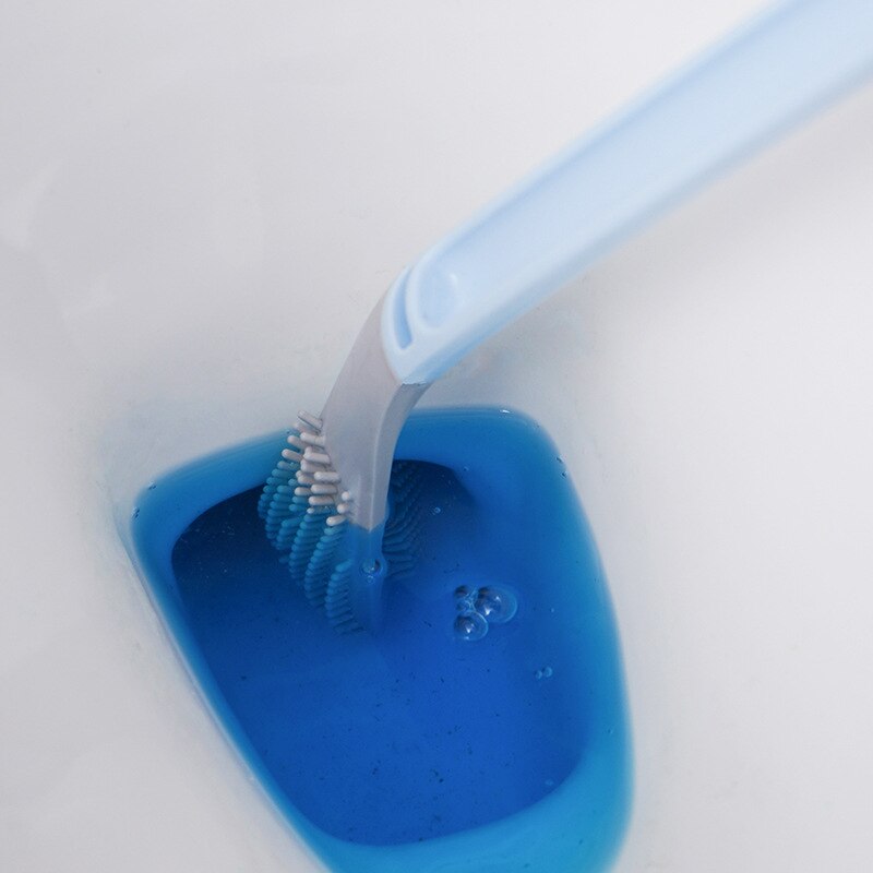 WOVHSTEAR Long Handle Toilet Cleaning Brush Silicone Toilet Brushes Bendable Silicone Brush Head Bathroom Toilet Cleaning Brush