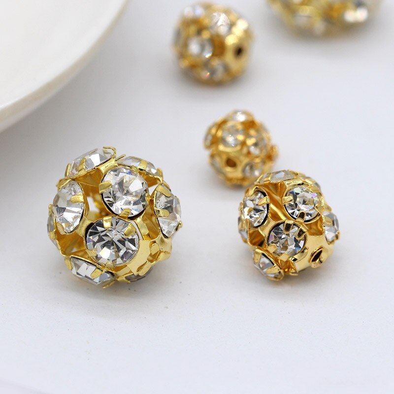 20p 6-16mm forgyldte sølvbelagte metalperler beaded diy smykker fund pave diamanter rund spacer løse perler tilbehør levering