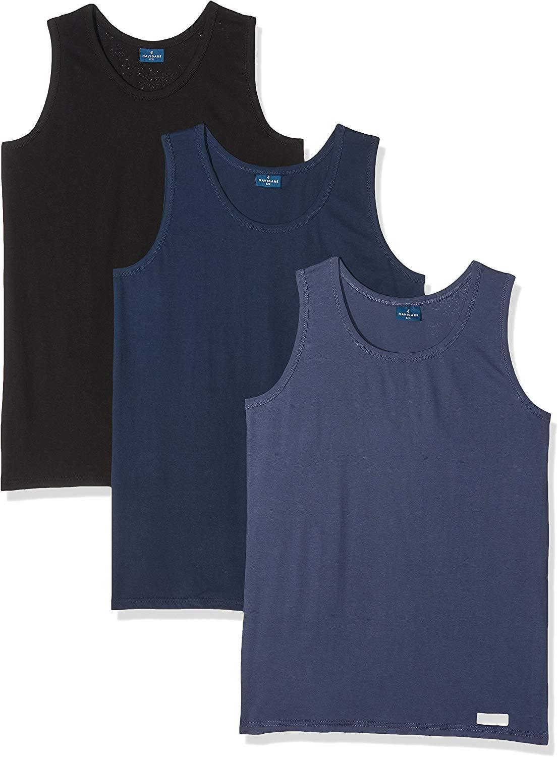 3 CANOTTE UOMO SPALLA LARGA 100% COTONE NAVIGARE 511 BIANCO