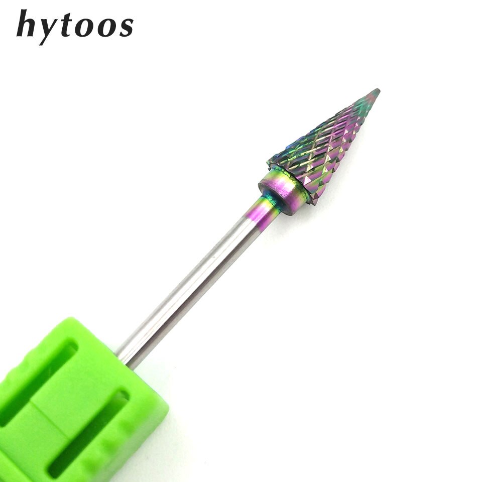 HYTOOS-brocas de carburo de tungsteno con recubrimiento de arco iris, 5 tipos, para manicura, accesorios, fresa: M0613Q