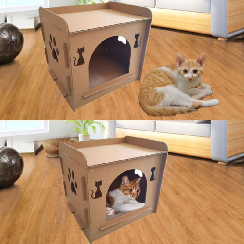 Kæledyr kat kradser killing kat husformet rede soveseng potesliber tyggelegetøj  c6ue