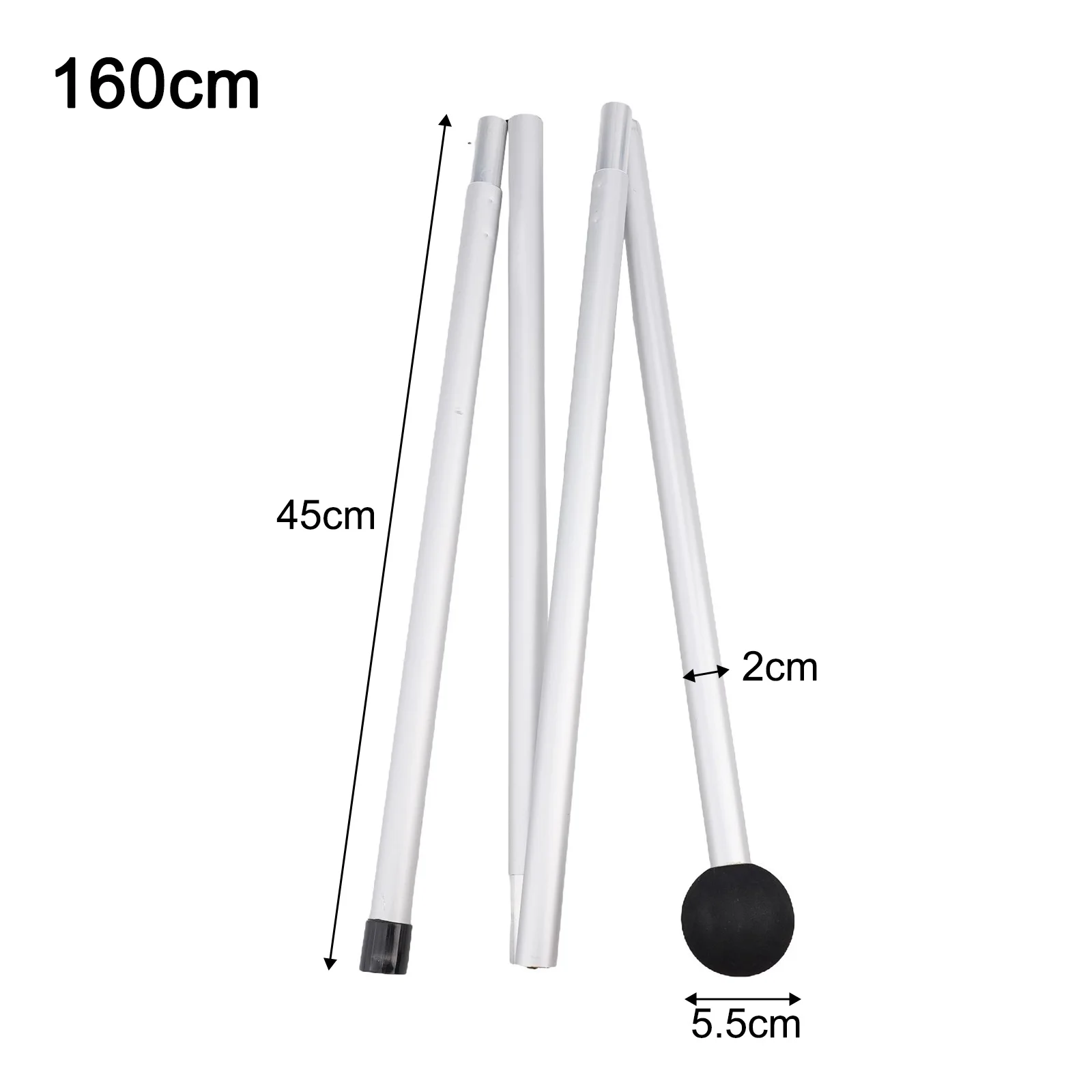 1 fascio 1.6/2.1m Pieghevole Spiaggia Baldacchino Tenda Palo Riparo Tarp polo in Lega di Alluminio Stufa Esterna Accessori per Il Campeggio Festa: BIANCO
