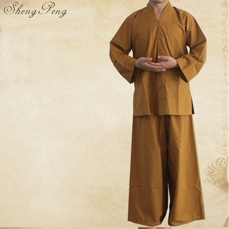 Boeddhistische monnik gewaden boeddhistische monnik kleding chinese traditionele boeddhistische kleding shaolin monnik kleding CC088: XXXL