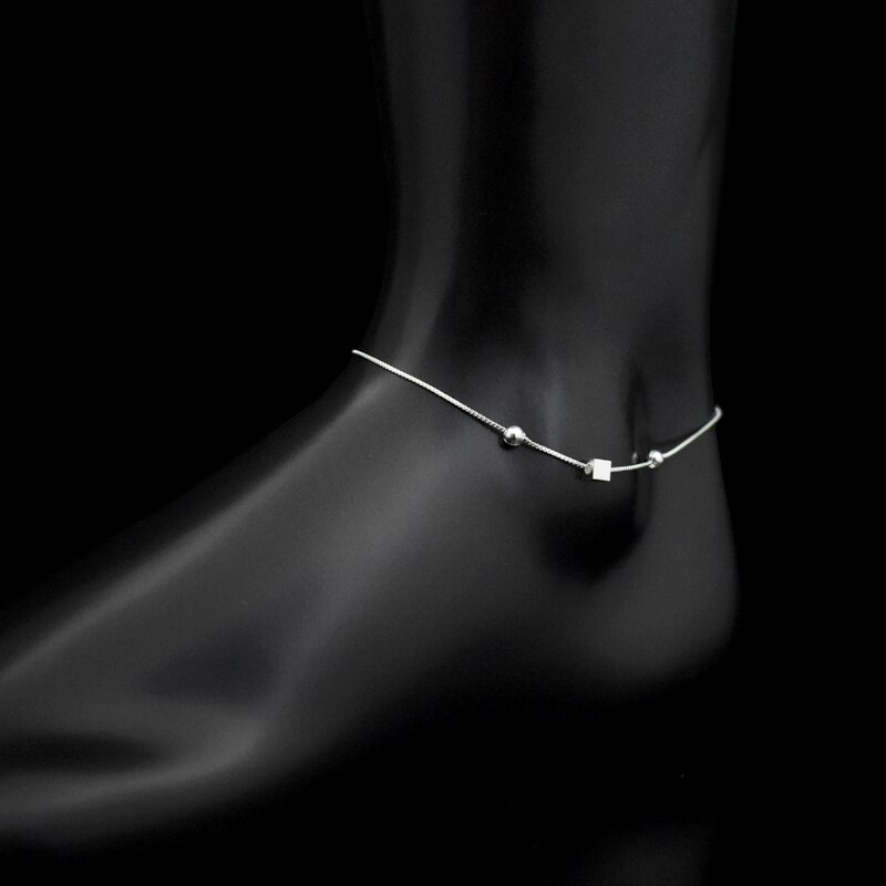 925 Sterling Zilveren Vierkante Hanger Voet Enkelbandje Armband Vrouwen &amp; Meisje Sieraden Enkelbanden Voor Mode Barefoot Sandalen Foot Chain