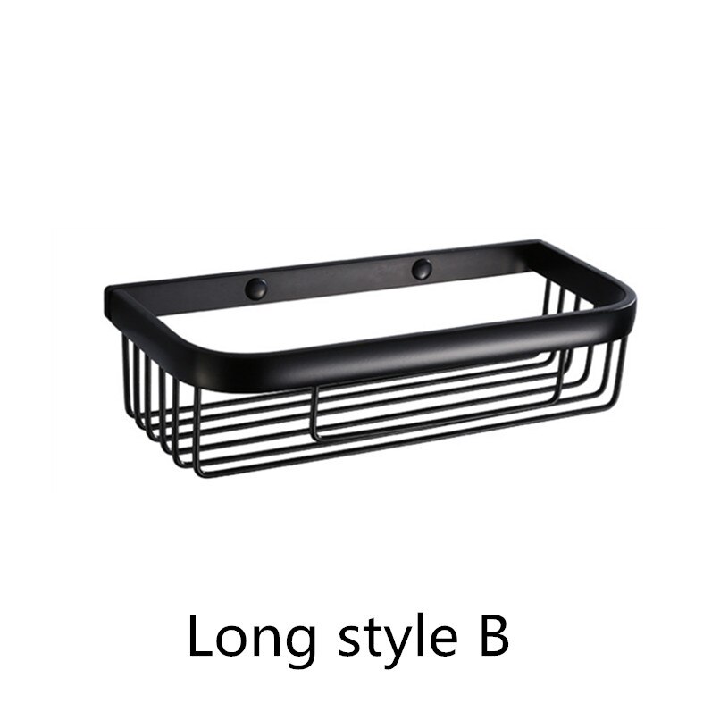 Badrum hylla hörn arrangör aluminium svart hyllor dusch förvaringsställ väggmonterad hörn korg schampo hylla förvaring: Lång stil b