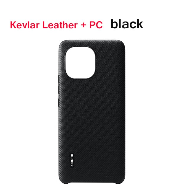 Originele Xiaomi Mi 11 Case Pu Leer/Siliconen/Kevlar Matte Shell Xiaomi Mi11 Textiel Cover Delicate Touch Voor xiaomi Mi 11: Black