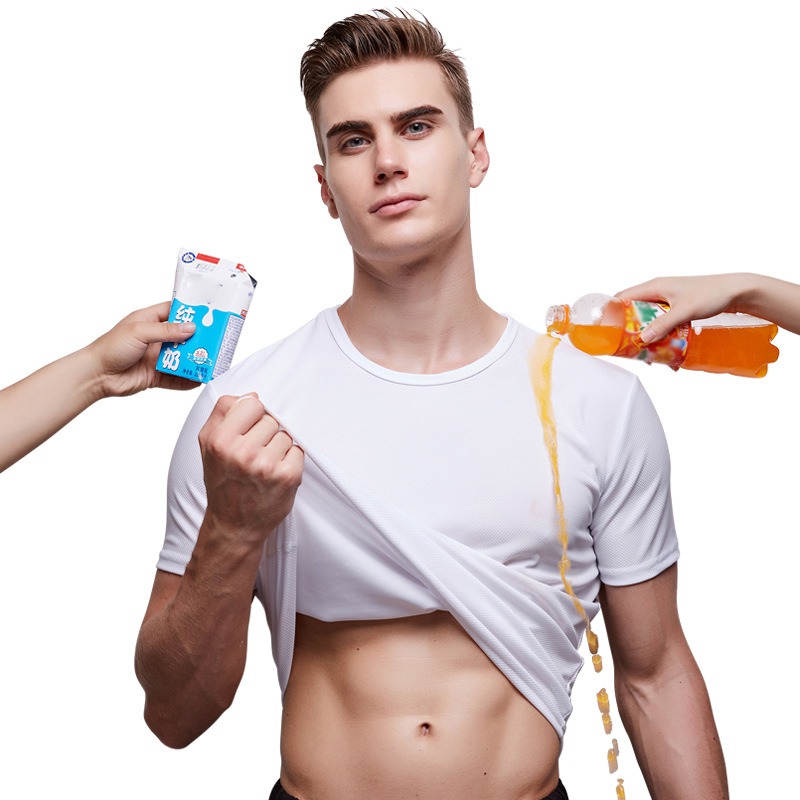 Men Anti-Dirty Waterproof T Shirt Hydrophobic Stainproof Breathable Antifouling Quick Dry Top Short Sleeve T Shirt