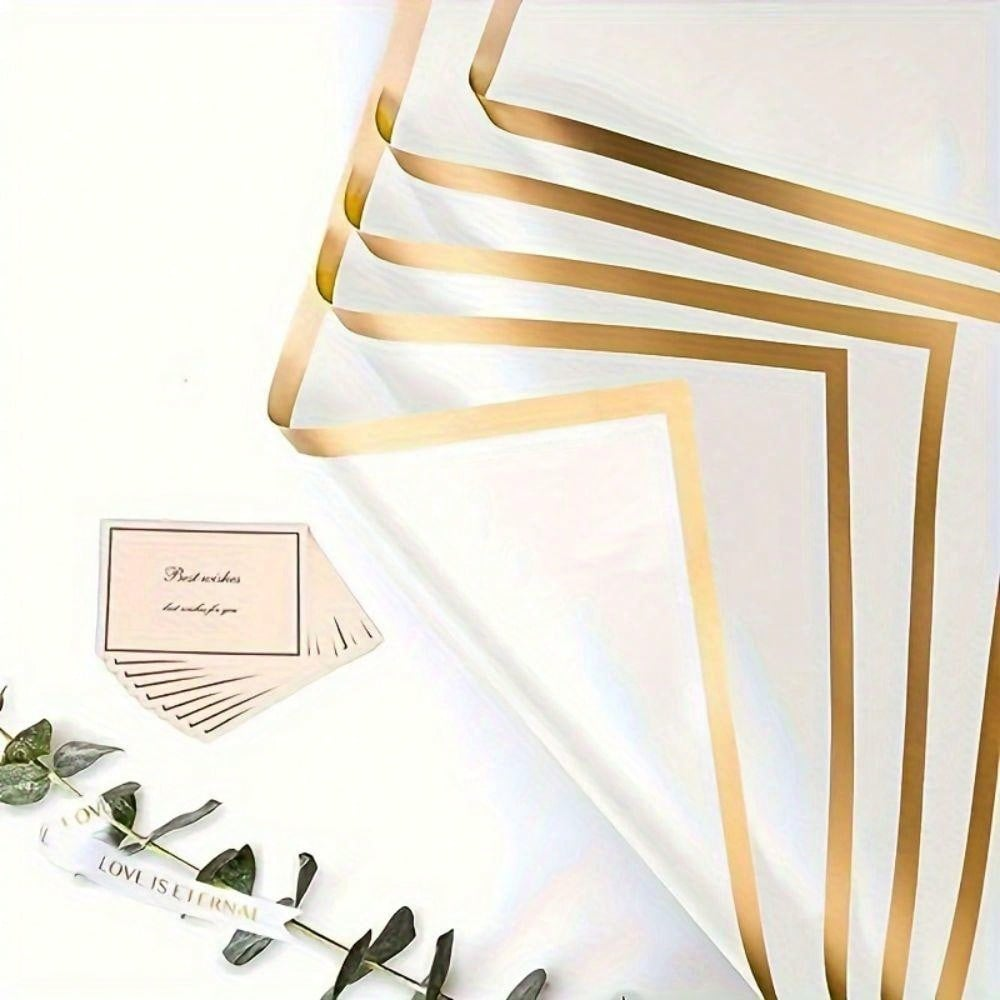 20 stuks bloem inpakpapier gouden rand roos Koreaanse stijl half transparant geschenkverpakking bloemist boeket inpakmateriaal: Donker Kaki