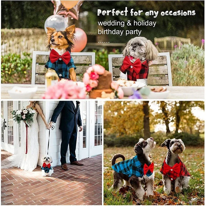 Roupas para animais de estimação cães xadrez listrado camisa terno vestido de casamento casaco de cachorro ursinho de pelúcia pomeranian colete pequeno-médio cão gato animal de estimação traje