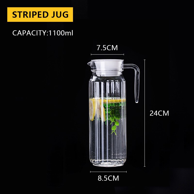 0.5-1.1L Clear Karaf Voor Sap Kannen Plastic Water Pitcher Koude Melk Koffie Wijn Drank Iced Tea Pot/ketel Met Deksel/Handvat: 1.1L Pitcher YS300-A