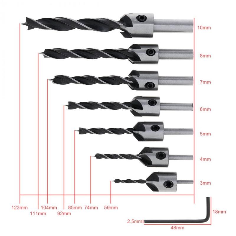 3mm-6mm hcs counter sink drill reamer drill set wood chamfer counter hole drill plyot cutter hole drill