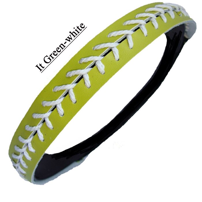 Diademas de softball-Costura de punto Fastpitch elástico deportivo y Diadema de de Judy: it green white