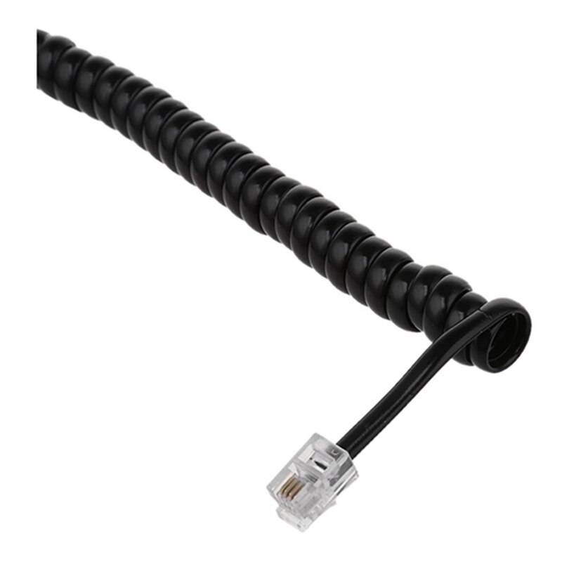 9.3Inch Zwart RJ9 Telefoon Telefoon Modem Spoel Lijn Cord Kabel Met 2 M Zwarte Telefoon Extension Coil Kabel Cord