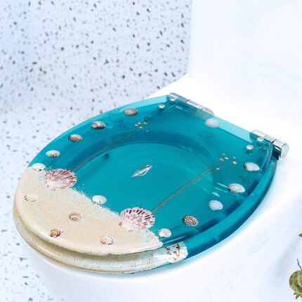 Asiento de inodoro de resina exquisita de alta gama, acero inoxidable, asiento de inodoro lento, silencioso y grueso, espaciado de U/V/O universal, 15cm: 5