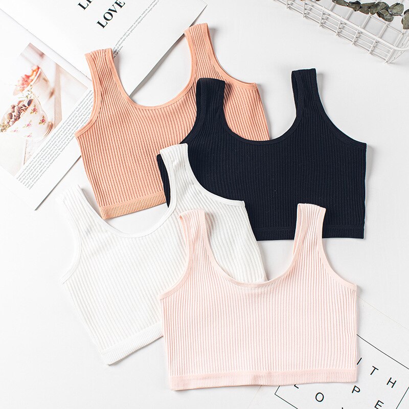 3Pcs Double-layer bra developmental student girls vest cotton girls bra teenage girls clothing 8 10 14 16 years
