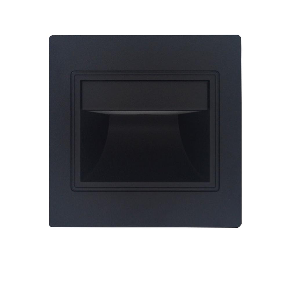 Inbouw led wandlamp 1.5w ac85-265v inbouw led trapverlichting trap gang wand voetlamp warm/koel wit: Zwart / Koel wit (5500-7000k)