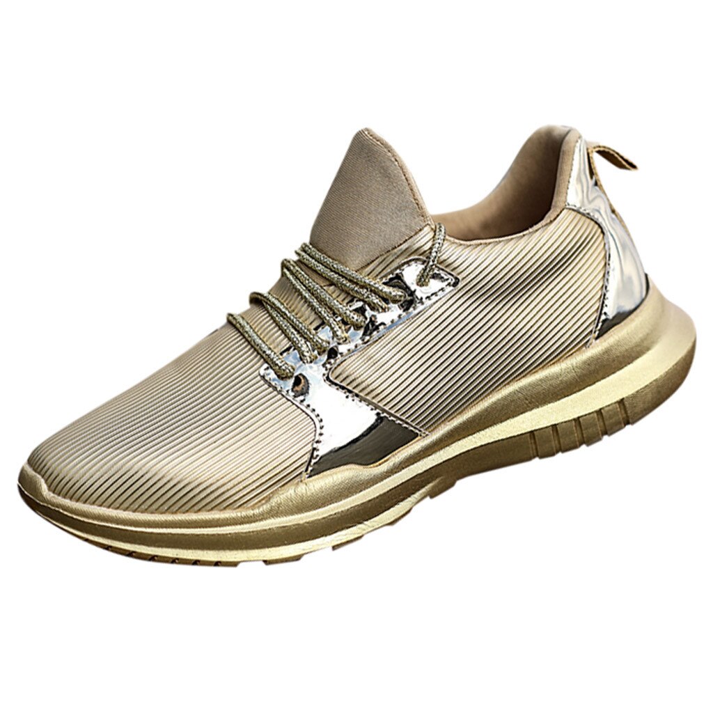 Running Shoes For Men Women Breathable Hard-wearing Jogging Walking Light Weight Sneakers zapatos de mujer cuero#25: Gold / 5.5