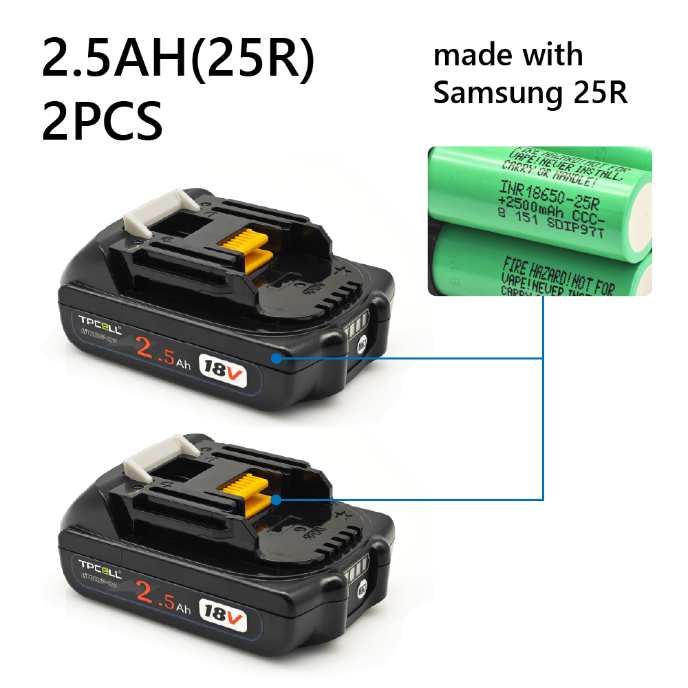 BL1830 3Ah/2,5AH Für Makita 18V Akku Elektrowerkzeuge Li-Ion Ersatz LXT BL1825 BL1820 für 18V Schraubendreher mit BMS TPCELL: Rosa