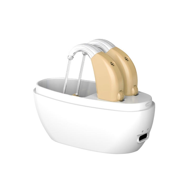 Draagbare Oplaadbare Gehoorapparaat Geluid Versterker Magnetische Opladen Ouderen Oor Hoortoestel Voor Doven Slechthorenden: Beige with US Plug