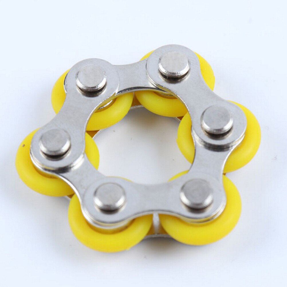 1 PC juguete antiestrés cadena de la bici Fidget mano Spinner Fidget pulsera para el autismo y ADHD Fidget juguete: YELLOW