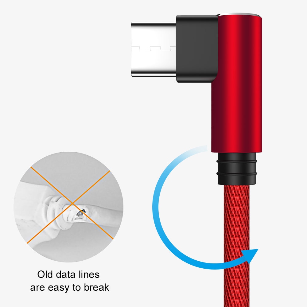 MUSTTRUE 90 Graden USB Type C Snelle Oplaadkabel voor Xiaomi Note 8 pro Samsung a50 Oneplus Charger Usb- C Datakabel type c Draad