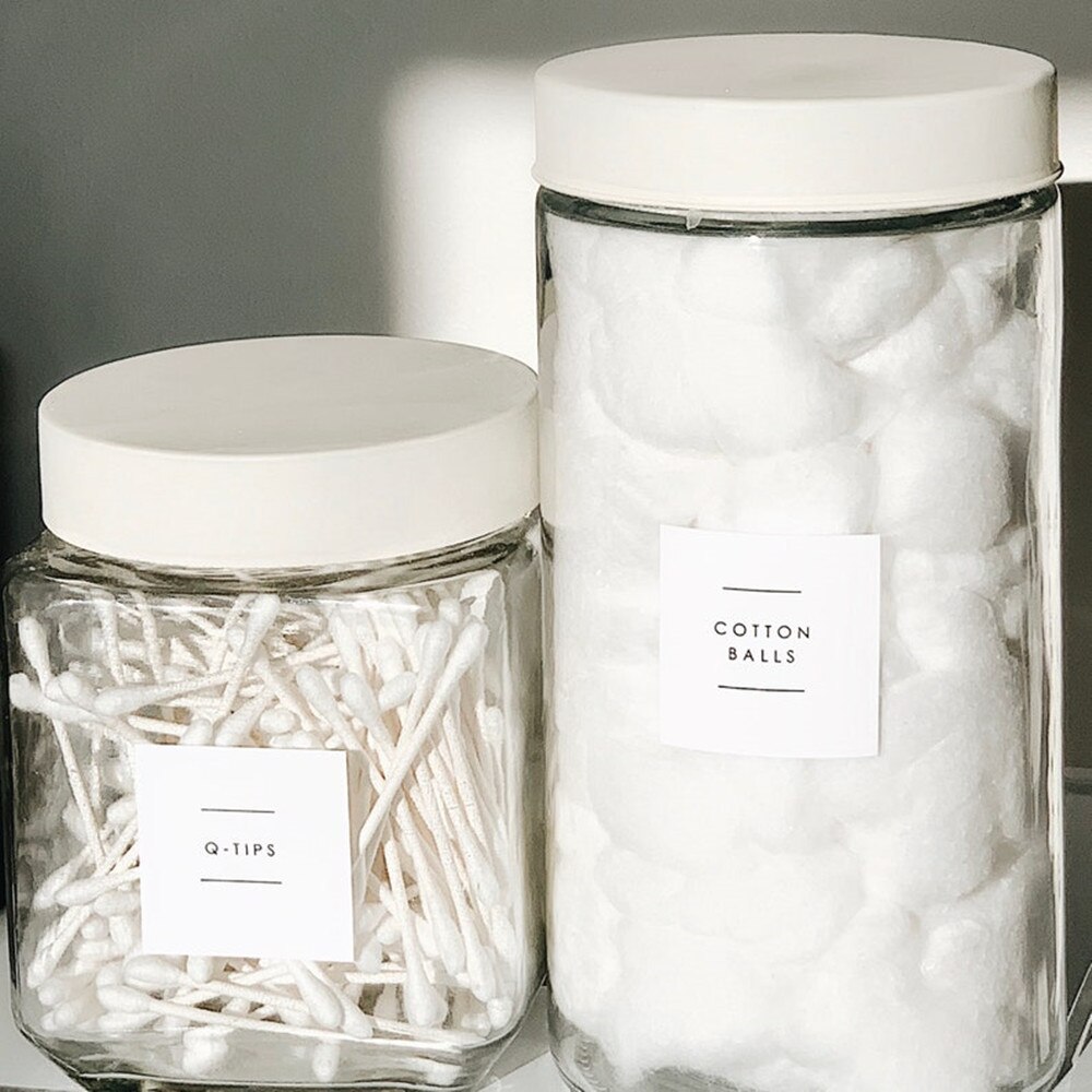 Bathroom Storage Labels (Minimalist),Pantry Organization,Water Resistant Labels: 12 Stickers / 2INCH