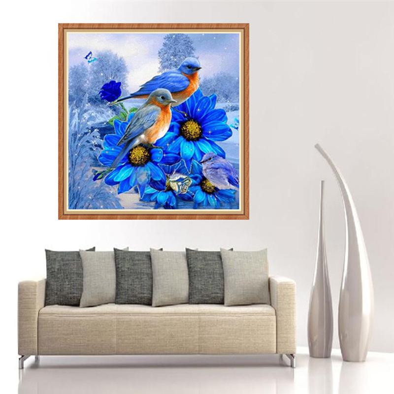Unframed Diamnond Drawing Cross Stitch Kits Diamond Painting Blue Birds Diamond Wall Painting Stitch Crafts Wall Decoration