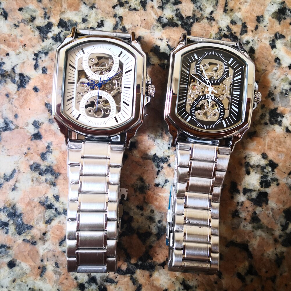 Mgorkina Rvs Waterdichte Heren Skeleton Horloges Top Luxe Transparante Mechanische Sport Mannelijke Horloges