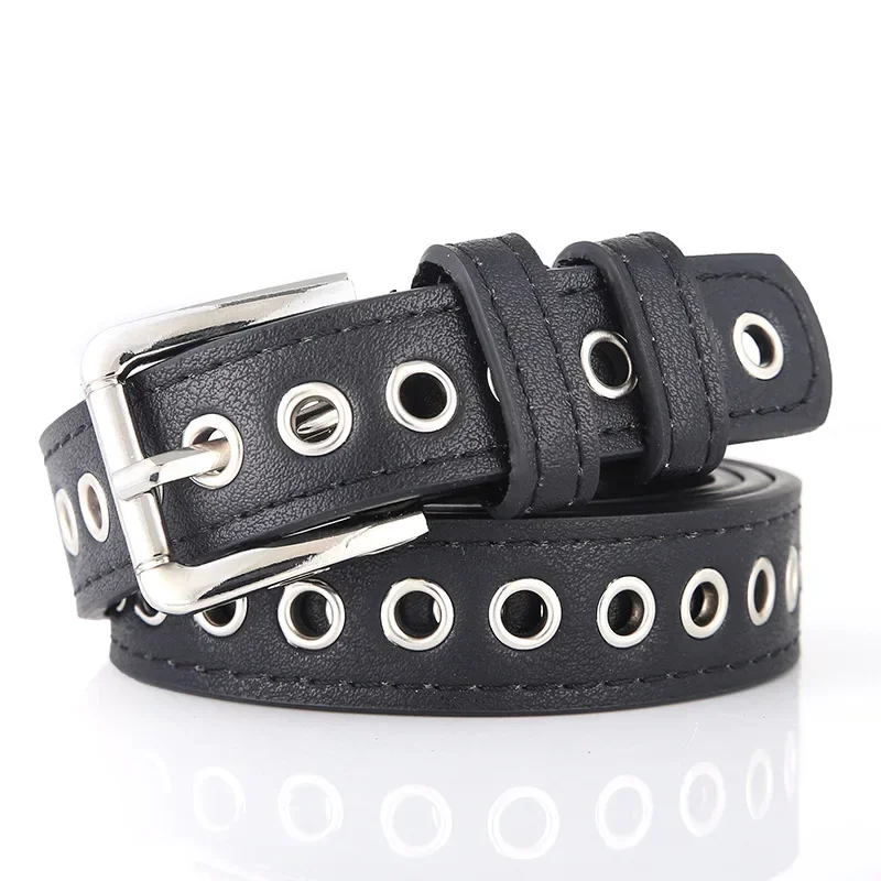 Bälten för kvinnor stora metallhål novelty bälten metallbälten tonåringar jeansbyxor accessoarer