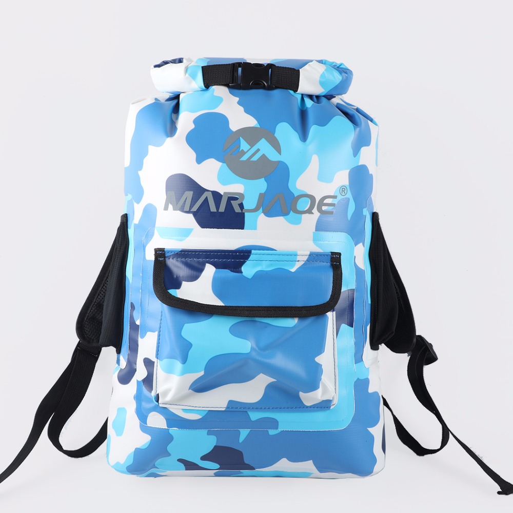 estilo RollTop mochila impermeable 22L arriba bolsa hermética 0,55 MM 500D Lona de PVC acolchado doble correas de hombro
