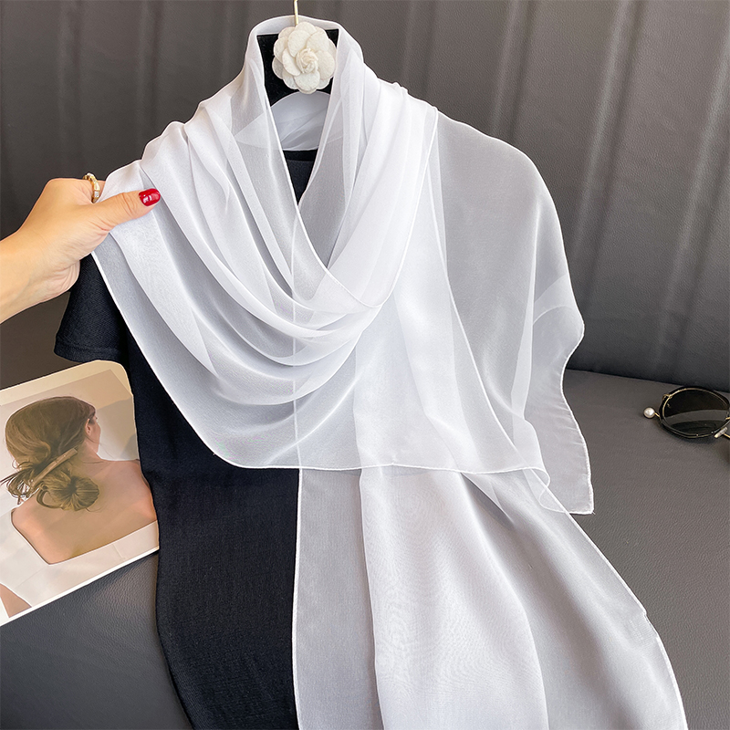 Moda chiffon macio sólido cachecol xale moda decorar cachecóis respirável proteção solar elegante senhora versátil bandana
