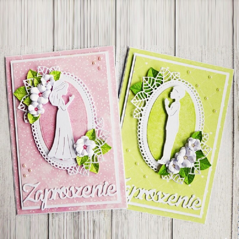 Garçon et fille en communion matrices de découpe en métal pochoirs bricolage Scrapbooking gaufrage cartes de papier découpe Photo Album faisant artisanat
