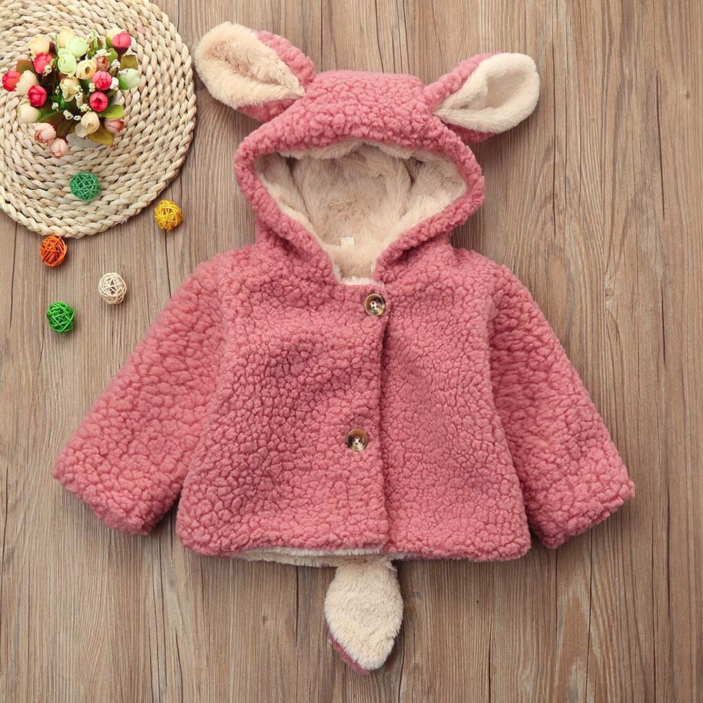ARLONEET Jacke Baby Niedlichen Kaninchen Ohren Kapuzenmantel Kleinkind Für Mädchen Jungen Herbst Winter Mantel Dicke Warme freundlicher Kleidung BFOF: PK / 24M