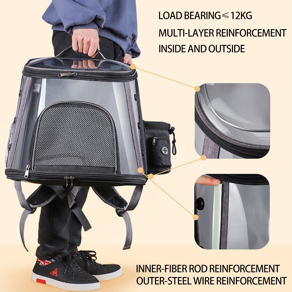 Cat Backpack Carriers Foldable Transparent Visible Pet Backpack Breathable and Sweat-absorbent Backpack for Travel, Hiking