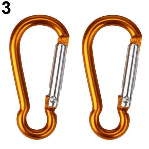 2 Stuks Aluminium Karabijnhaak Sleutelhanger Clip Outdoor Camping Sleutelhanger Karabijnhaak Water Fles Gesp Reizen Klimmen Accessoires: Oranje