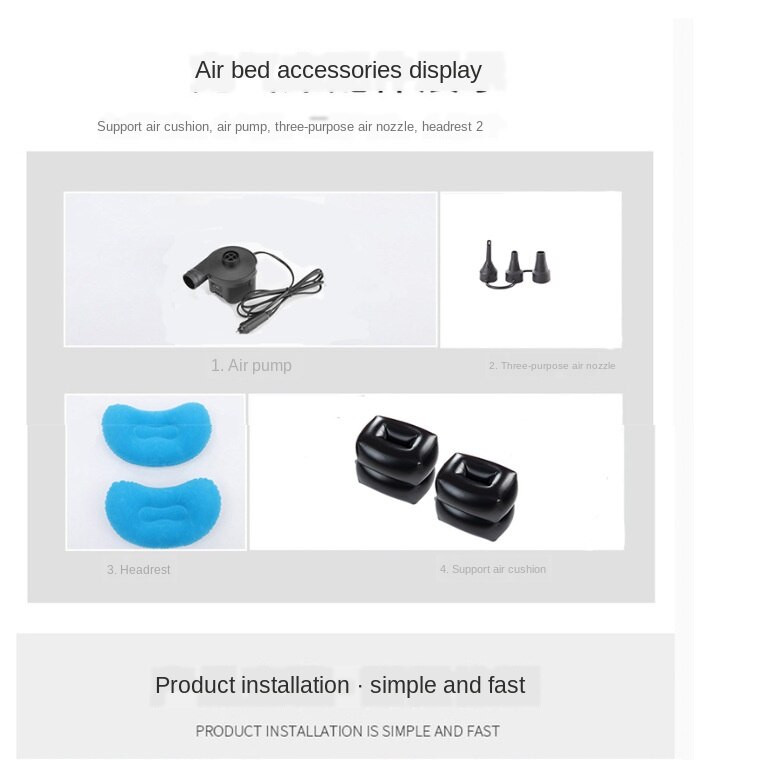 Split Vehicle-Mounted Inflatable Bed Travel Bed Car Mattress Car SUV Trunk Mattress