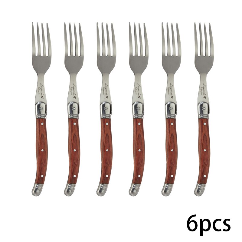 8.5 '' laguiole bøfgaffel bord gafler træ middags gafler japansk rustfrit stål træ servise restaurant bordservice 4/6 stk: 6 stk